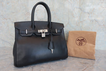 将图片加载到图库查看器，HERMES BIRKIN 30 Clemence leather Black □I刻印 Hand bag 800080067
