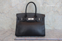 将图片加载到图库查看器，HERMES BIRKIN 30 Clemence leather Black □I刻印 Hand bag 800080067
