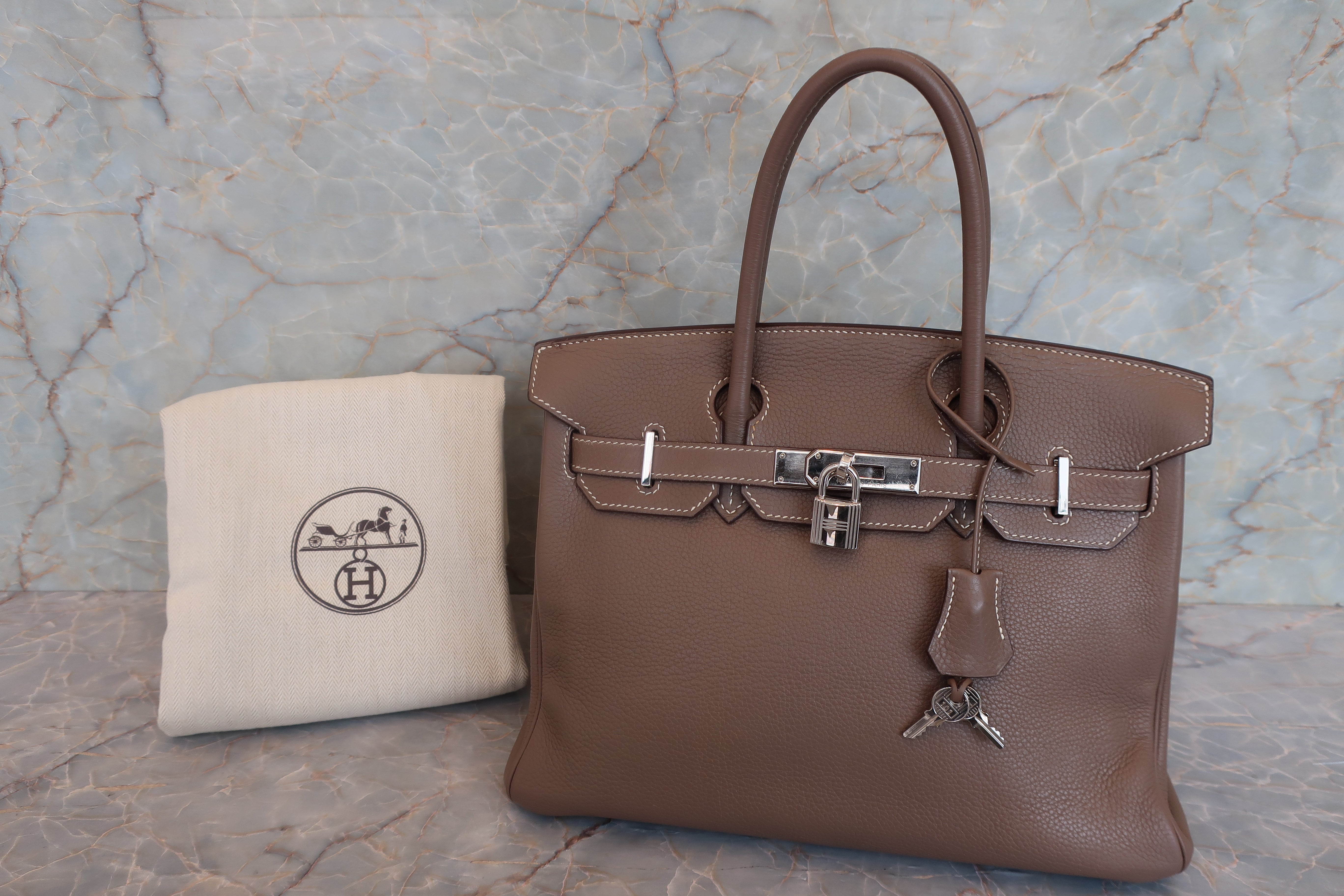 HERMES／エルメス バーキン30 トリヨンクレマンス エトゥープ □K刻印