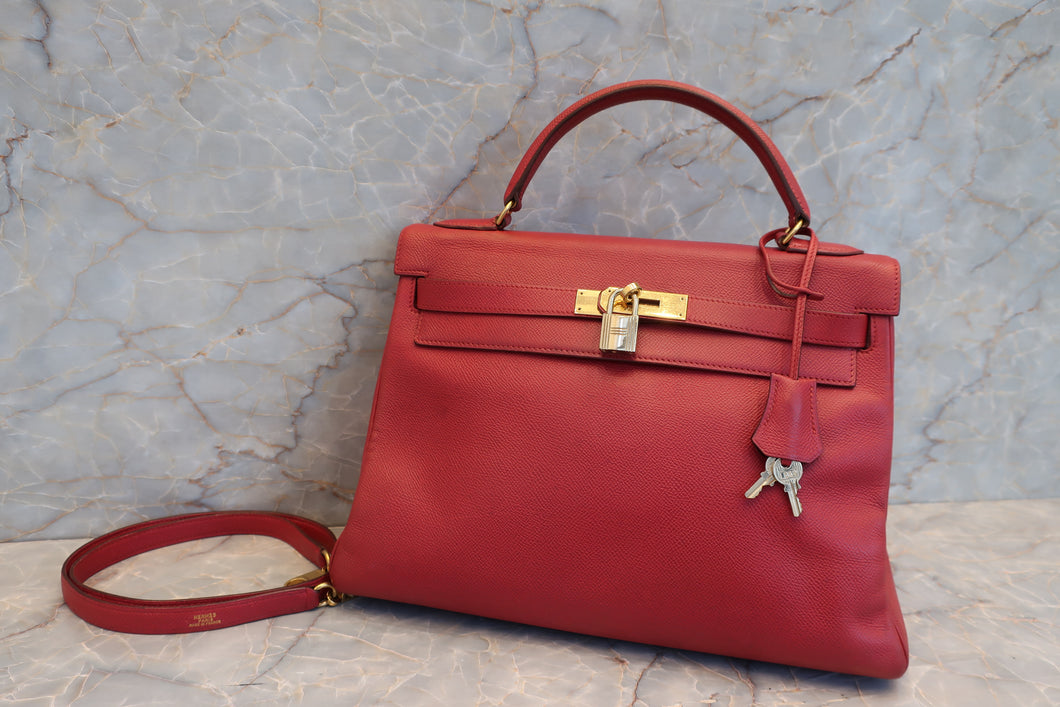 HERMES／エルメス ケリー32 クシュベル ルージュヴィフ ショルダーバッグ 600120307