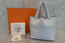 Load image into Gallery viewer, HERMES PICOTIN LOCK MM Clemence leather Blue pale Y Engraving Hand bag 700060032
