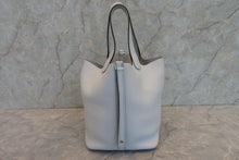 Load image into Gallery viewer, HERMES PICOTIN LOCK MM Clemence leather Blue pale Y Engraving Hand bag 700060032
