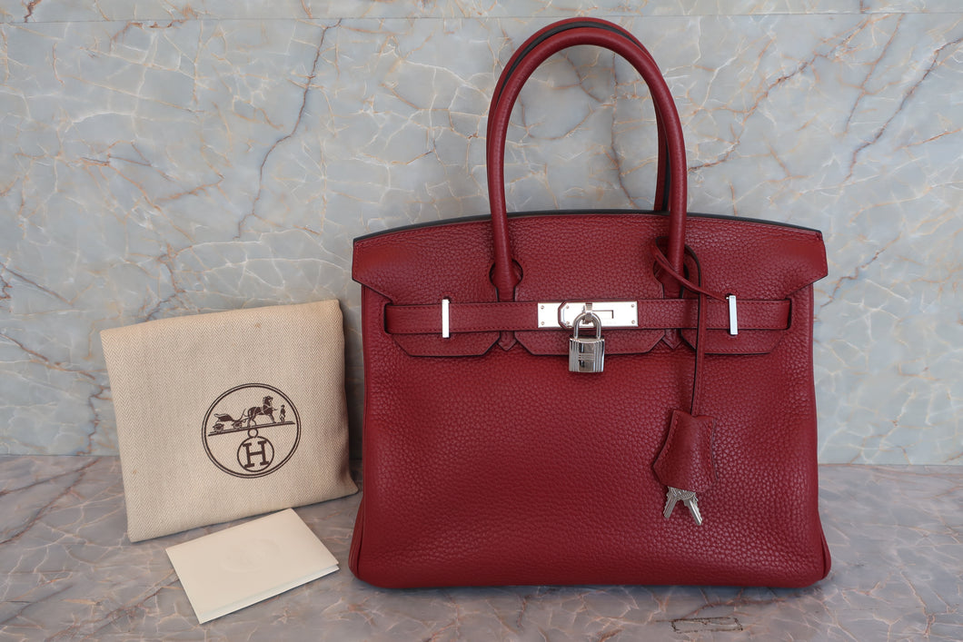 HERMES BIRKIN 30 Clemence leather Rouge H □R刻印 Hand bag 600080090