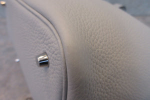 HERMES PICOTIN LOCK MM Clemence leather Blue pale Y Engraving Hand bag 700060032