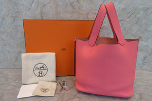 HERMES PICOTIN LOCK MM Clemence leather Rose azalee Y刻印 Hand bag 700060026