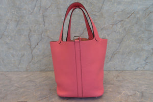 HERMES PICOTIN LOCK MM Clemence leather Rose azalee Y刻印 Hand bag 700060026
