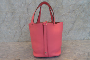 HERMES PICOTIN LOCK MM Clemence leather Rose azalee Y刻印 Hand bag 700060026