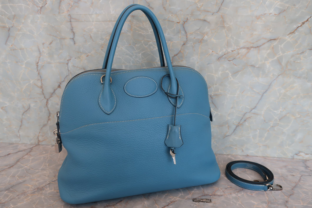 HERMES／エルメス ボリード35 トリヨンクレマンス ブルージーン □F刻印 ショルダーバッグ 700050111