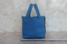 将图片加载到图库查看器，HERMES PICOTIN LOCK PM Clemence leather Blue zanzibar D刻印 Hand bag 800070176
