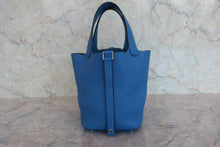 将图片加载到图库查看器，HERMES PICOTIN LOCK PM Clemence leather Blue zanzibar D刻印 Hand bag 800070176
