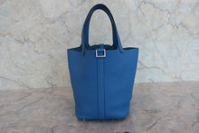 将图片加载到图库查看器，HERMES PICOTIN LOCK PM Clemence leather Blue zanzibar D刻印 Hand bag 800070176
