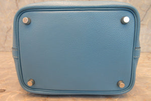 HERMES PICOTIN PM Clemence leather Blue jean □E Engraving Hand bag 700050162
