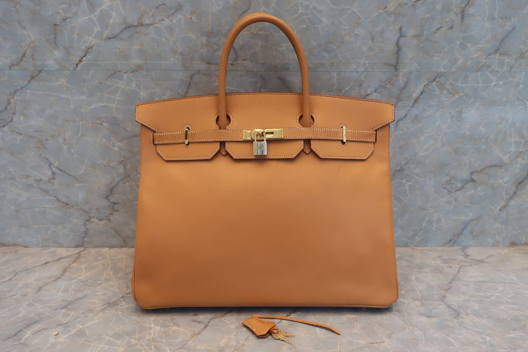 HERMES BIRKIN 40 Box carf leather Natural 〇Z刻印 Hand bag 600100048