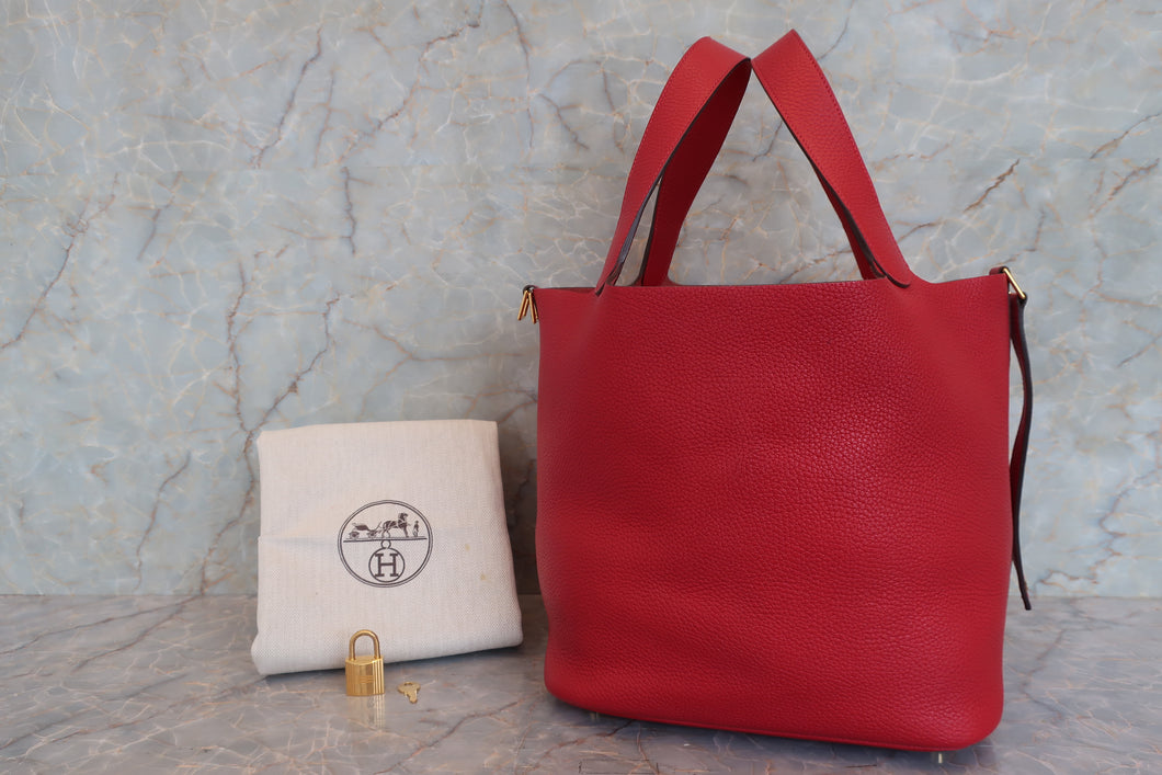 HERMES／エルメス ピコタンロックGM トリヨンクレマンス ルージュカザック C刻印 ハンドバッグ 700050174