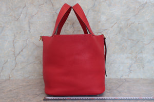 HERMES／エルメス ピコタンロックGM トリヨンクレマンス ルージュカザック C刻印 ハンドバッグ 700050174