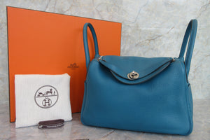 HERMES LINDY 30 Clemence leather Blue izmir □R刻印 Shoulder bag 700060028
