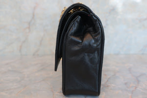 CHANEL Matelasse double flap chain shoulder bag Lambskin Black/Gold hadware Shoulder bag 600050191