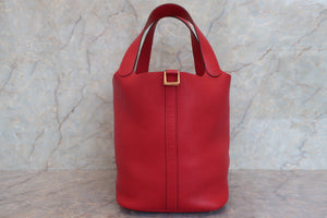 HERMES／エルメス ピコタンロックGM トリヨンクレマンス ルージュカザック C刻印 ハンドバッグ 700050174
