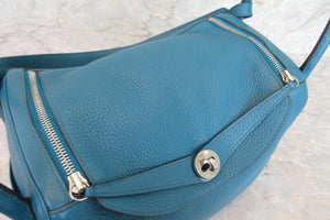 HERMES LINDY 30 Clemence leather Blue izmir □R刻印 Shoulder bag 700060028