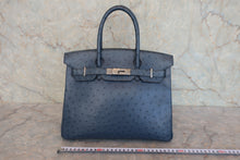 將圖片載入圖庫檢視器 HERMES／エルメス バーキン30 オーストリッチ ブルーブライトン □C刻印 ハンドバッグ 800020106
