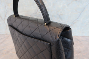 CHANEL Matelasse trapezoid hand bag Caviar skin Black/Gold hadware Hand bag 700090110