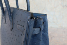 將圖片載入圖庫檢視器 HERMES／エルメス バーキン30 オーストリッチ ブルーブライトン □C刻印 ハンドバッグ 800020106
