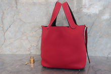 Load image into Gallery viewer, HERMES PICOTIN LOCK CASAQUE PM Clemence leather Rose extreme/Blue nuit D Engraving Hand bag 700110168
