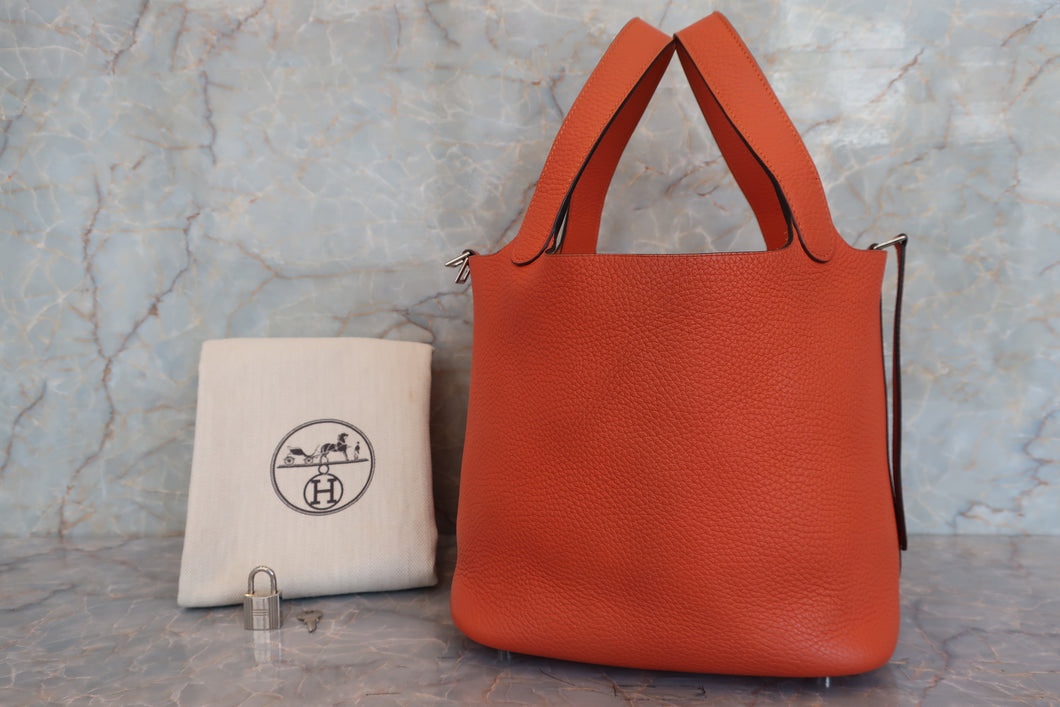 HERMES／エルメス ピコタンロックＭＭ トリヨンクレマンス オレンジ □R刻印 ハンドバッグ 700060281