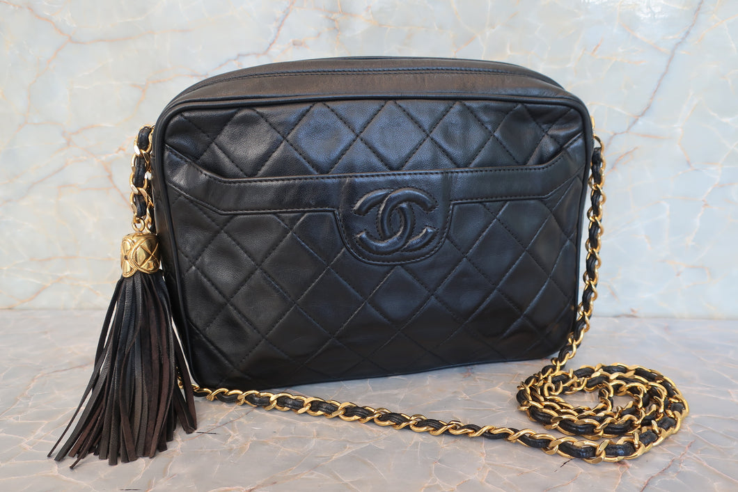 CHANEL/シャネル マトラッセフリンジチェーンショルダーバッグ ラムスキン ブラック/ゴールド金具 ショルダーバッグ 700100122
