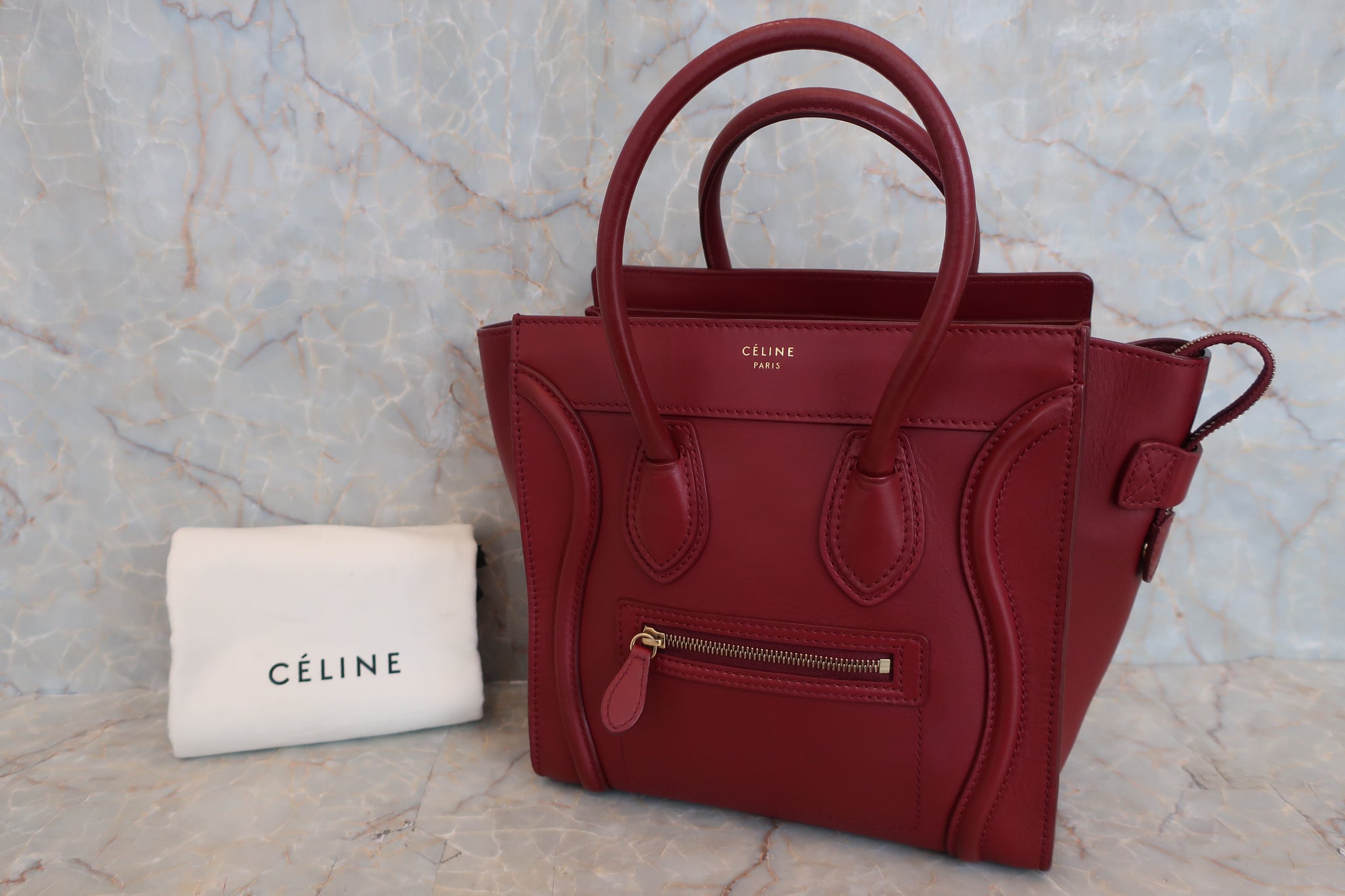 CELINE/セリーヌ ラゲージマイクロショッパー レザー ボルドー トートバッグ 500050117 – BRANDSHOP-RESHINE