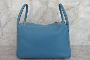 HERMES LINDY 30 Clemence leather Blue jean □O Engraving Shoulder bag 700060027