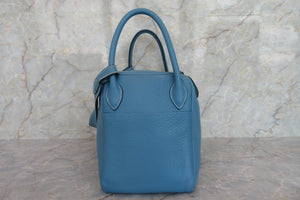 HERMES LINDY 30 Clemence leather Blue jean □O Engraving Shoulder bag 700060027