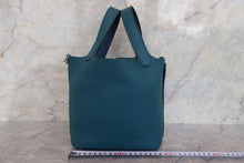 Load image into Gallery viewer, HERMES PICOTIN LOCK Eclat PM Clemence leather/Swift leather Vert bosphore/Deep blue D Engraving Hand bag 700110164
