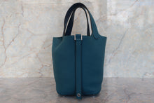 Load image into Gallery viewer, HERMES PICOTIN LOCK Eclat PM Clemence leather/Swift leather Vert bosphore/Deep blue D Engraving Hand bag 700110164
