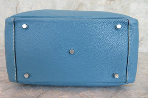HERMES LINDY 30 Clemence leather Blue jean □O Engraving Shoulder bag 700060027