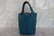 Load image into Gallery viewer, HERMES PICOTIN LOCK Eclat PM Clemence leather/Swift leather Vert bosphore/Deep blue D Engraving Hand bag 700110164
