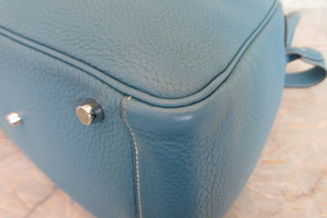 HERMES LINDY 30 Clemence leather Blue jean □O Engraving Shoulder bag 700060027