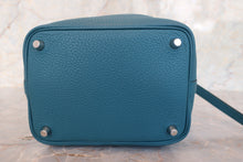 Load image into Gallery viewer, HERMES PICOTIN LOCK Eclat PM Clemence leather/Swift leather Vert bosphore/Deep blue D Engraving Hand bag 700110164
