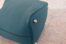 Load image into Gallery viewer, HERMES PICOTIN LOCK Eclat PM Clemence leather/Swift leather Vert bosphore/Deep blue D Engraving Hand bag 700110164
