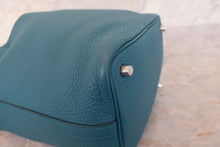 Load image into Gallery viewer, HERMES PICOTIN LOCK Eclat PM Clemence leather/Swift leather Vert bosphore/Deep blue D Engraving Hand bag 700110164
