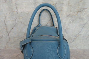 HERMES LINDY 30 Clemence leather Blue jean □O Engraving Shoulder bag 700060027