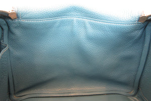 HERMES LINDY 30 Clemence leather Blue jean □O Engraving Shoulder bag 700060027