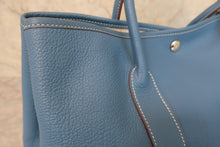 将图片加载到图库查看器，HERMES  GARDEN PARTY PM Negonda leather azur □O刻印 Tote bag 800020132
