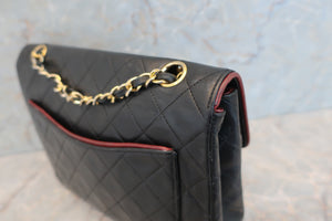 CHANEL Matelasse By color chain shoulder bag Lambskin Black/Red/Gold hadware Shoulder bag 600020127