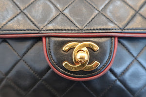 CHANEL Matelasse By color chain shoulder bag Lambskin Black/Red/Gold hadware Shoulder bag 600020127