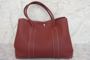 HERMES  GARDEN PARTY PM Steeple Negonda leather Rouge H T Engraving Tote bag 700010174