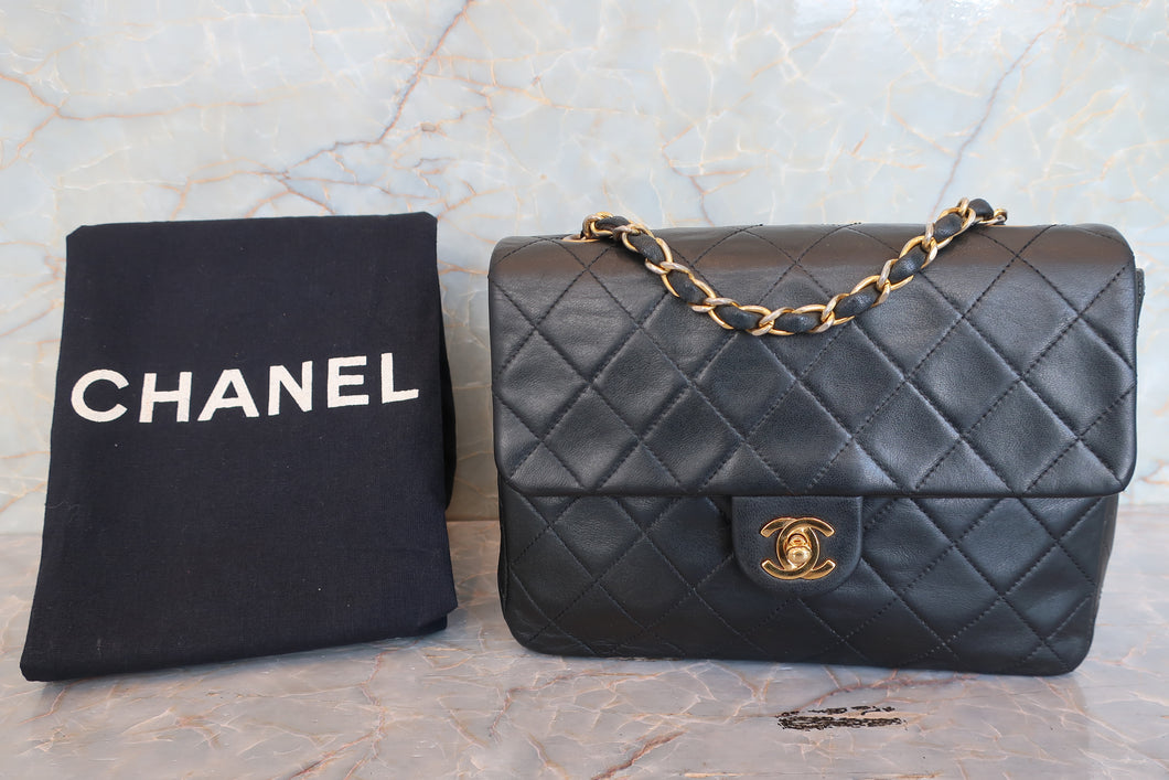 CHANEL Mini Matelasse single flap chain shoulder bag Lambskin Black/Gold hadware Shoulder bag 700090054