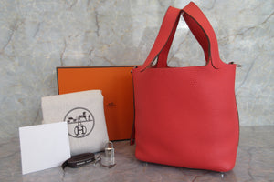 HERMES PICOTIN LOCK PM Clemence leather Rose jaipur □R刻印 Hand bag 700050199