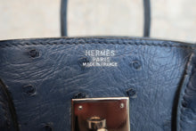 將圖片載入圖庫檢視器 HERMES／エルメス バーキン30 オーストリッチ ブルーブライトン □C刻印 ハンドバッグ 800020106
