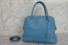 将图片加载到图库查看器，HERMES／BOLIDE 31 Clemence leather Blue jean □Q刻印 Shoulder bag 700010186
